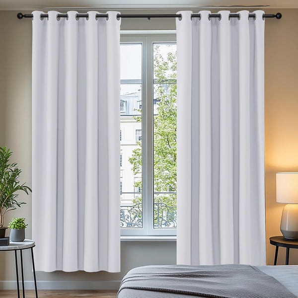 Deconovo Blackout Curtains Eyelet Super Soft Thermal Insulated Ring Top Blackout Curtains for Nursery 46 x 54 Drop Inch Dark Grey 2 Panels