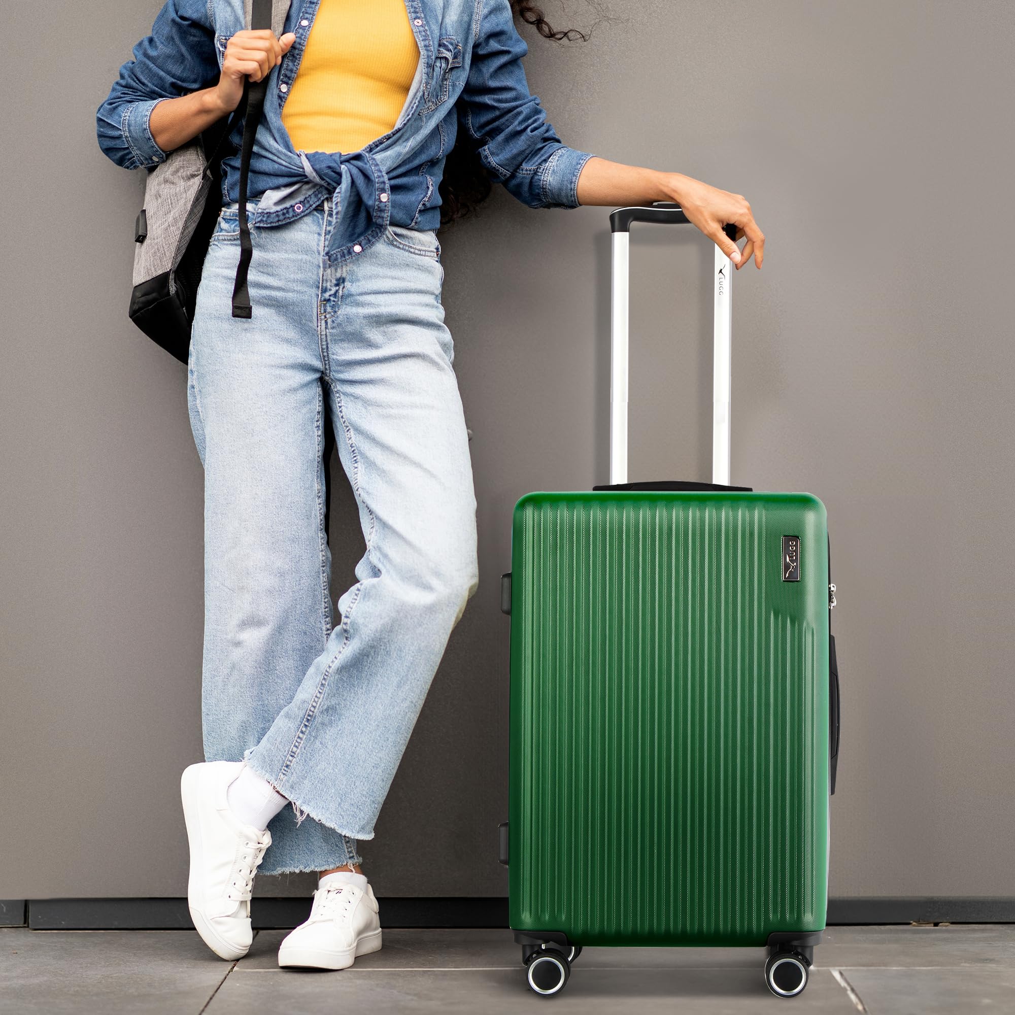 LUGG 15 Inch Vacay Cabin Case - 45x36x20 cm, Airline Approved Carry On Suitcase, ABS Lightweight Suitcase, Water Resistant Hard Suit Case with 360° Spinner Wheels, Carry On Bag with TSA Indent Lock