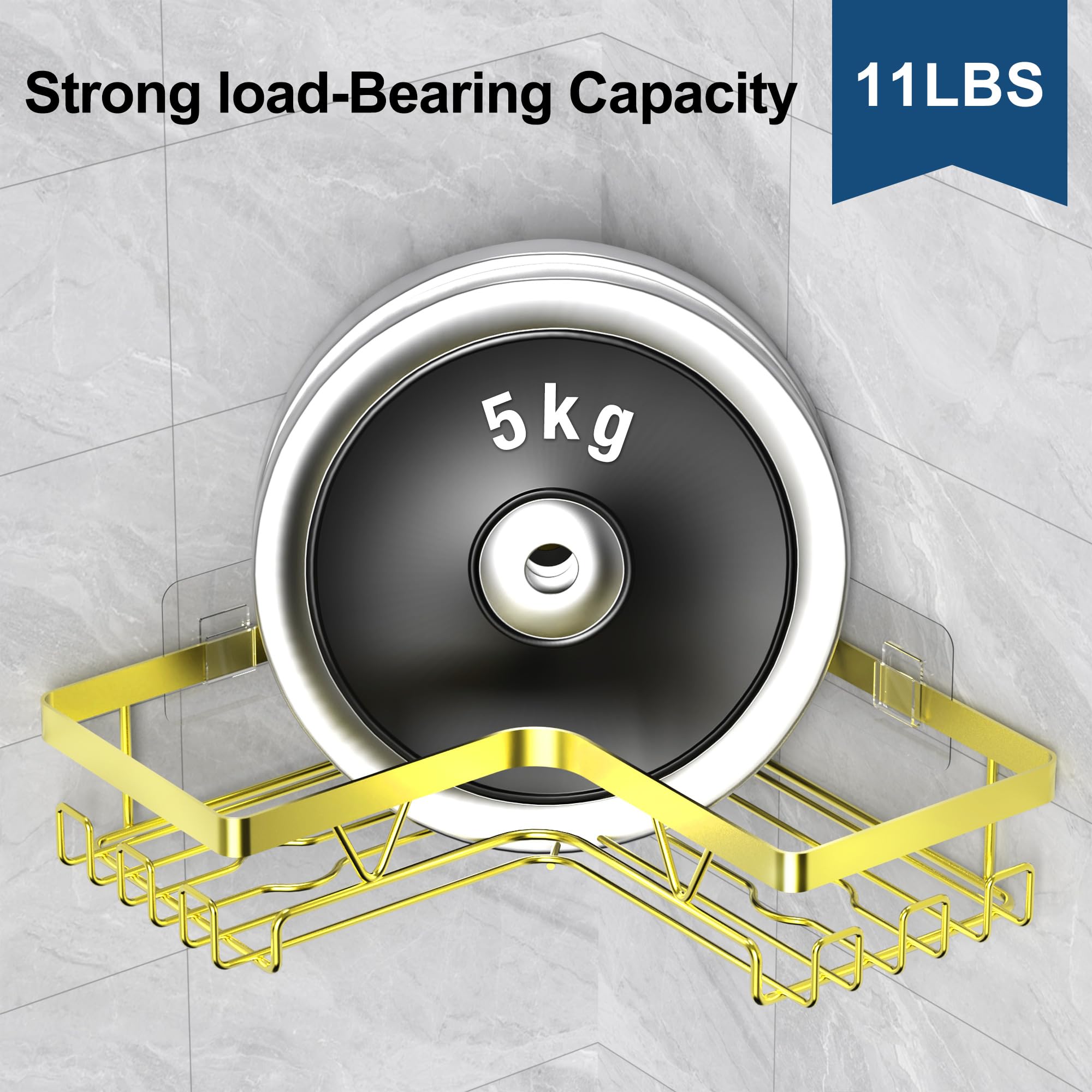 Kegii Telescopic Shower Caddy Corner - Stainless Steel Shower Shelf No Drilling Bathroom Caddy with Soap Holder and Hooks(White), On The Bath or Stand Up Shower