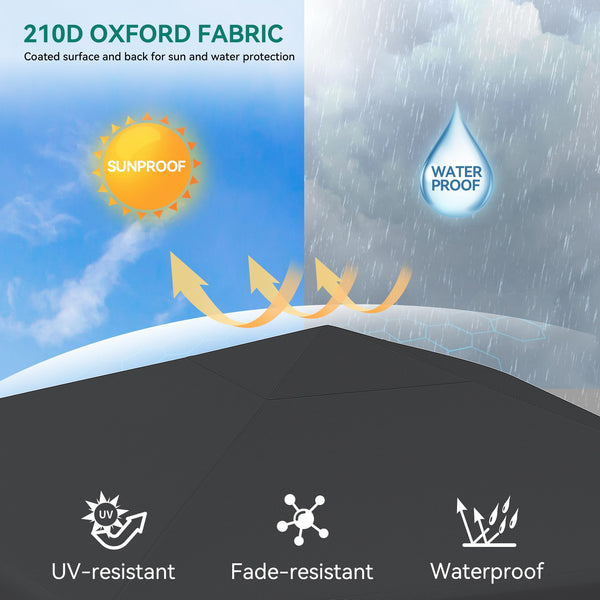 YITAHOME 3x3M Outdoor Pop Up Gazebo with Sides and Windows, Waterproof Folding Garden Canopy All Seasons Camping Gazebo Anti-UV with Adjustable Height Stakes Rope Carry & Weight Bags for Party Event