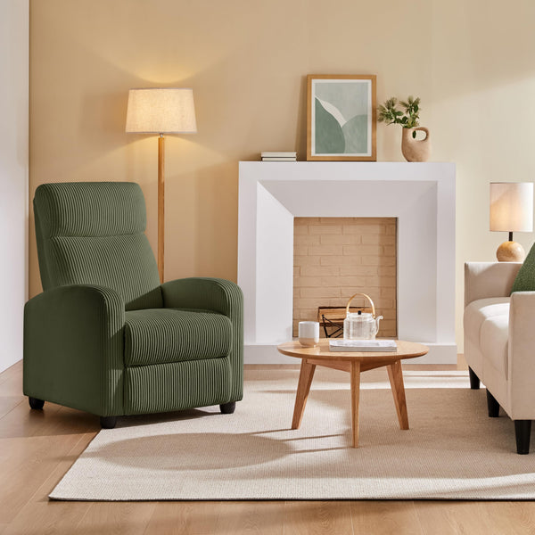 Yaheetech Recliner Armchair Single Padded Seat Boucle Fabric Sofa Lounge Home Living Room Theater Adjustable Leg Rest and Reclining Functions Ivory