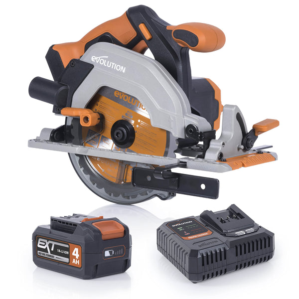 Evolution Power Tools R185CCSX Circular Saw With 1020 mm 3-Piece Track | Multi-Material Blade, Cuts Wood, Metal, Plastic & More | Incl Dust Port Adapter | 185mm (230v)