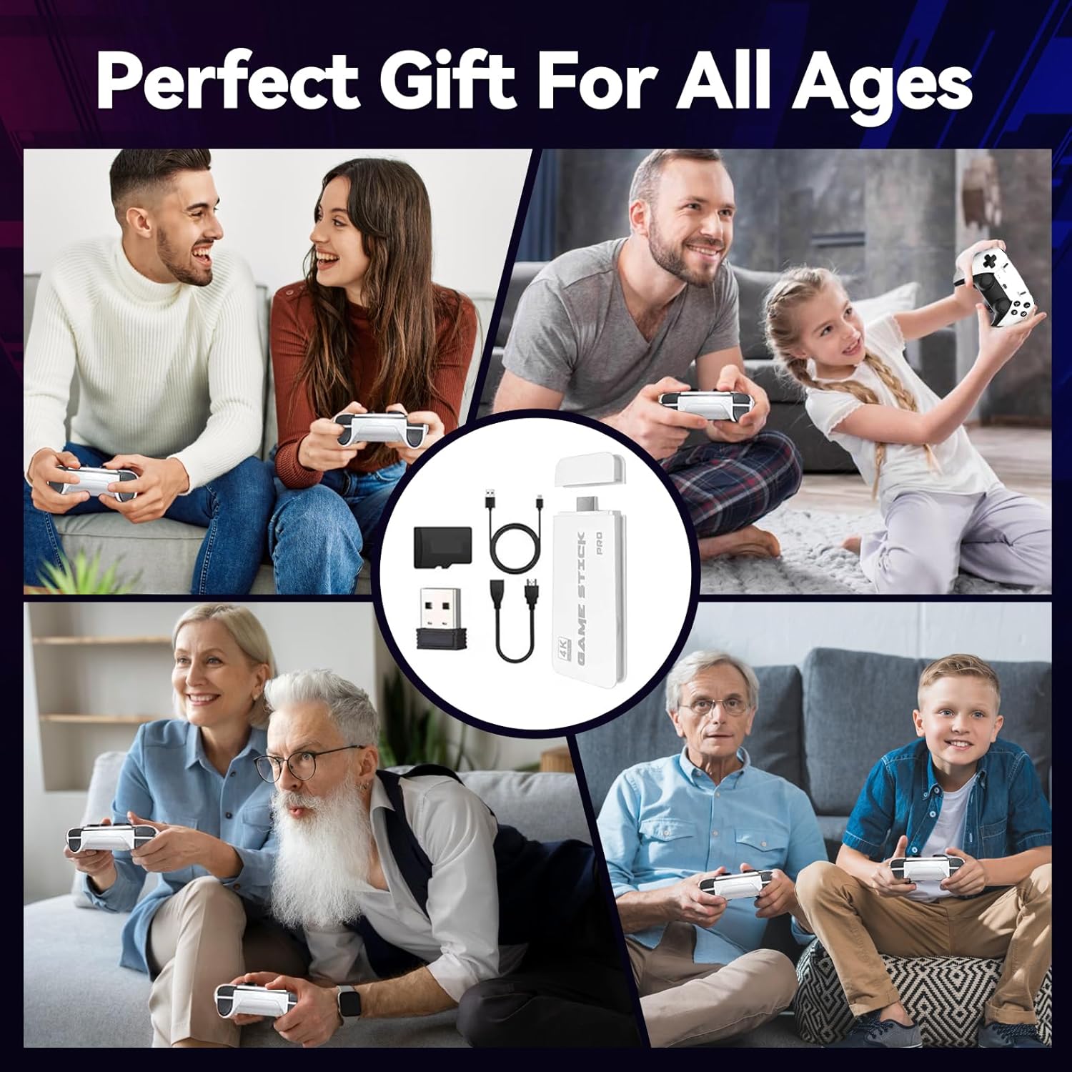 YunLone 2025 Upgraded Retro Gaming Console, 4K HDMI Video Game Consoles with 40,000+ Games & 23 Emulators, Plug and Play Video Gaming Stick with Upgrade Dual 2.4G Wireless Controllers (128G)