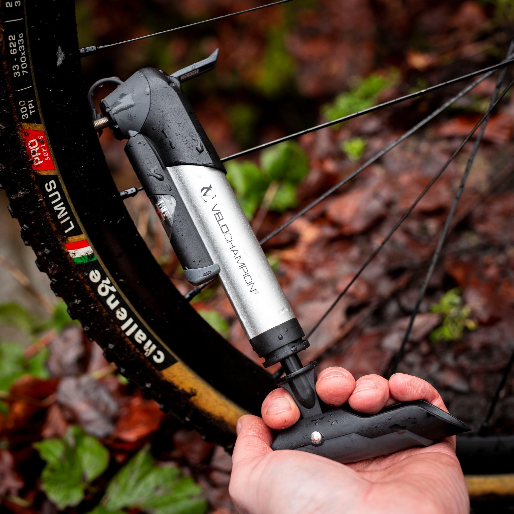 VeloChampion Mini Bicycle Pump with Frame Mount. Portable Alloy Pump For Presta, Schrader and Dunlop Valves. Suitable for All Bikes - Road, Mountain & BMX