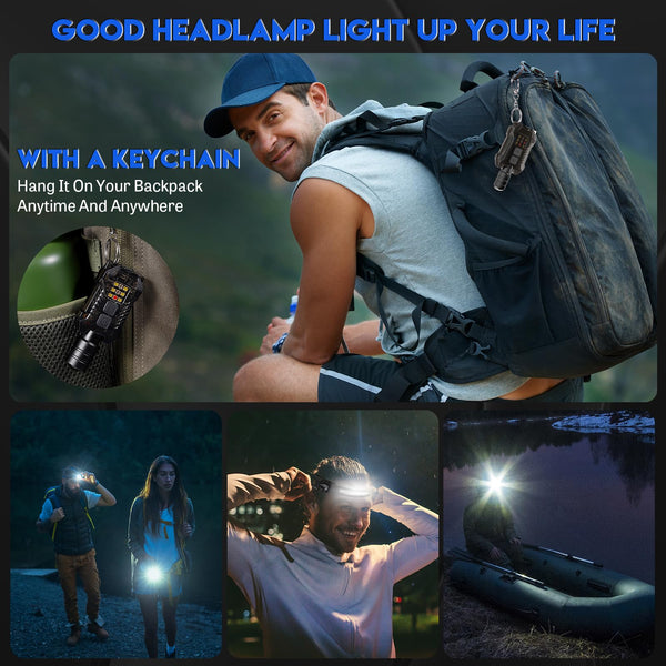 Head Torch Rechargeable,2000 Lumens Super Bright 230° Wide Beam Adjustable Focus Headtorch With Motion Sensor,9 Modes With UV Light,Detachable Magnetic Lightweight Headlamp For Running,Camping,Hiking