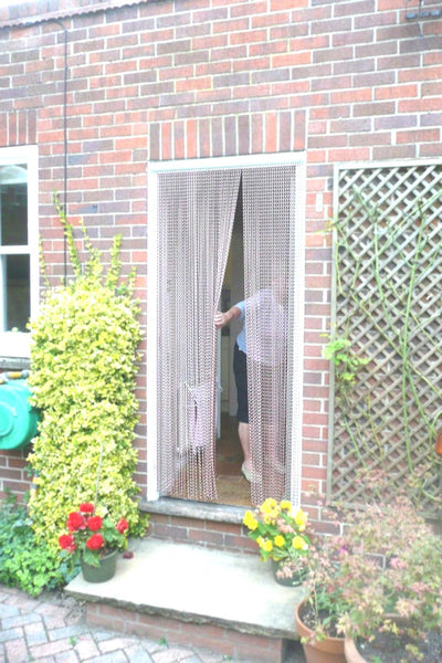 90 * 200cm Aluminium Chain Curtain Roller Blind Fly Insect Blinds Pest Control Screen Curtain for Door Window Home Decoration, Silver