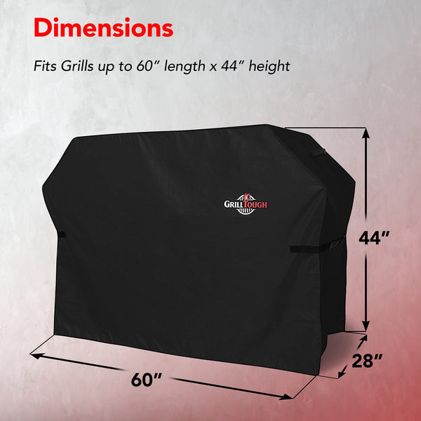 GrillTough Heavy Duty BBQ Grill Cover for Outdoor Grill  Waterproof, Weather Resistant, UV & Fade Resistant with Adjustable Straps  Gas Grill Cover