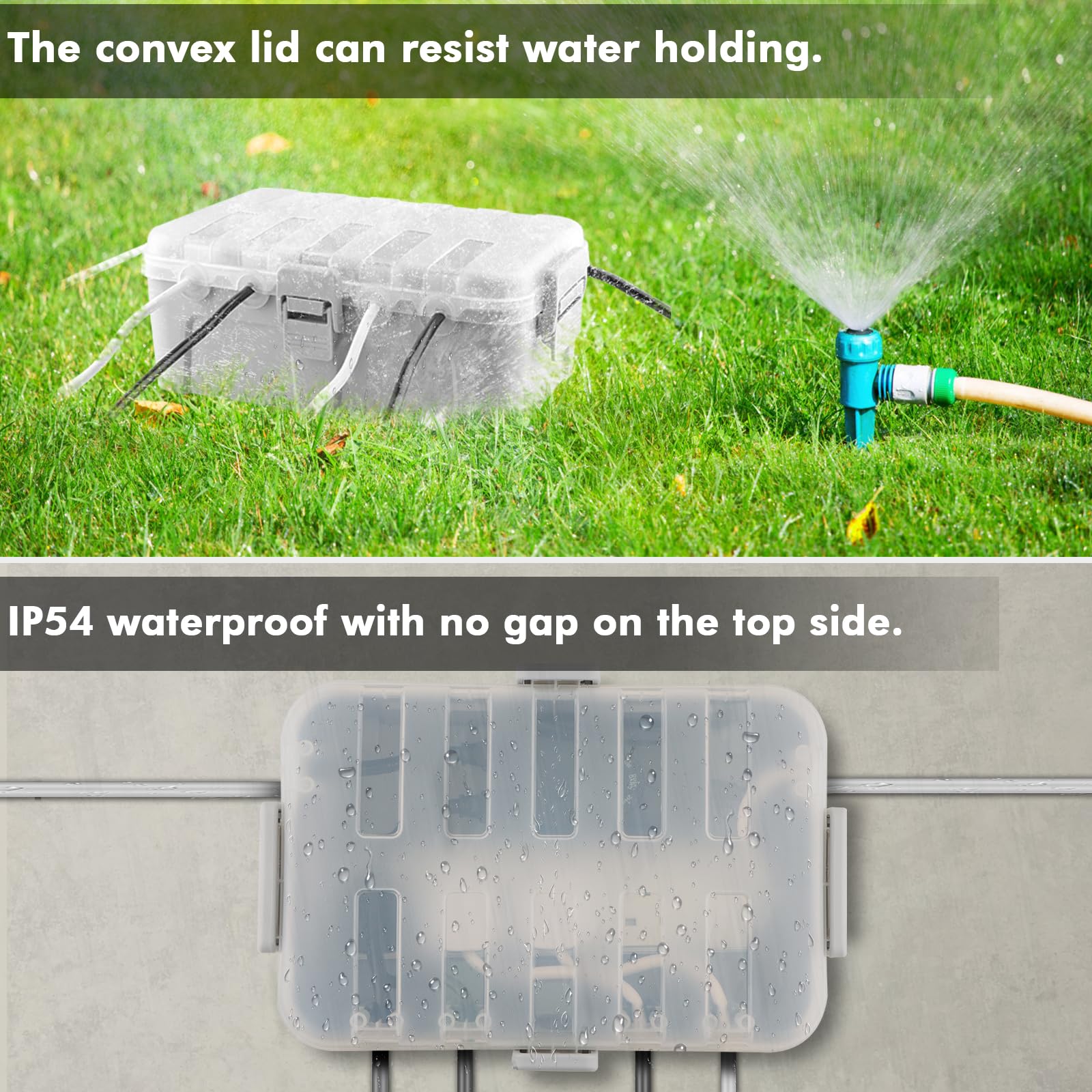 RESTMO Extra Large Waterproof Electrical Box, IP54 Weatherproof Outdoor Outlet Cover, Protect Outlet, Plug, Timer, Power Strip (Not Included), Holiday Light Decoration, 32 x 22 x 13 cm, Black