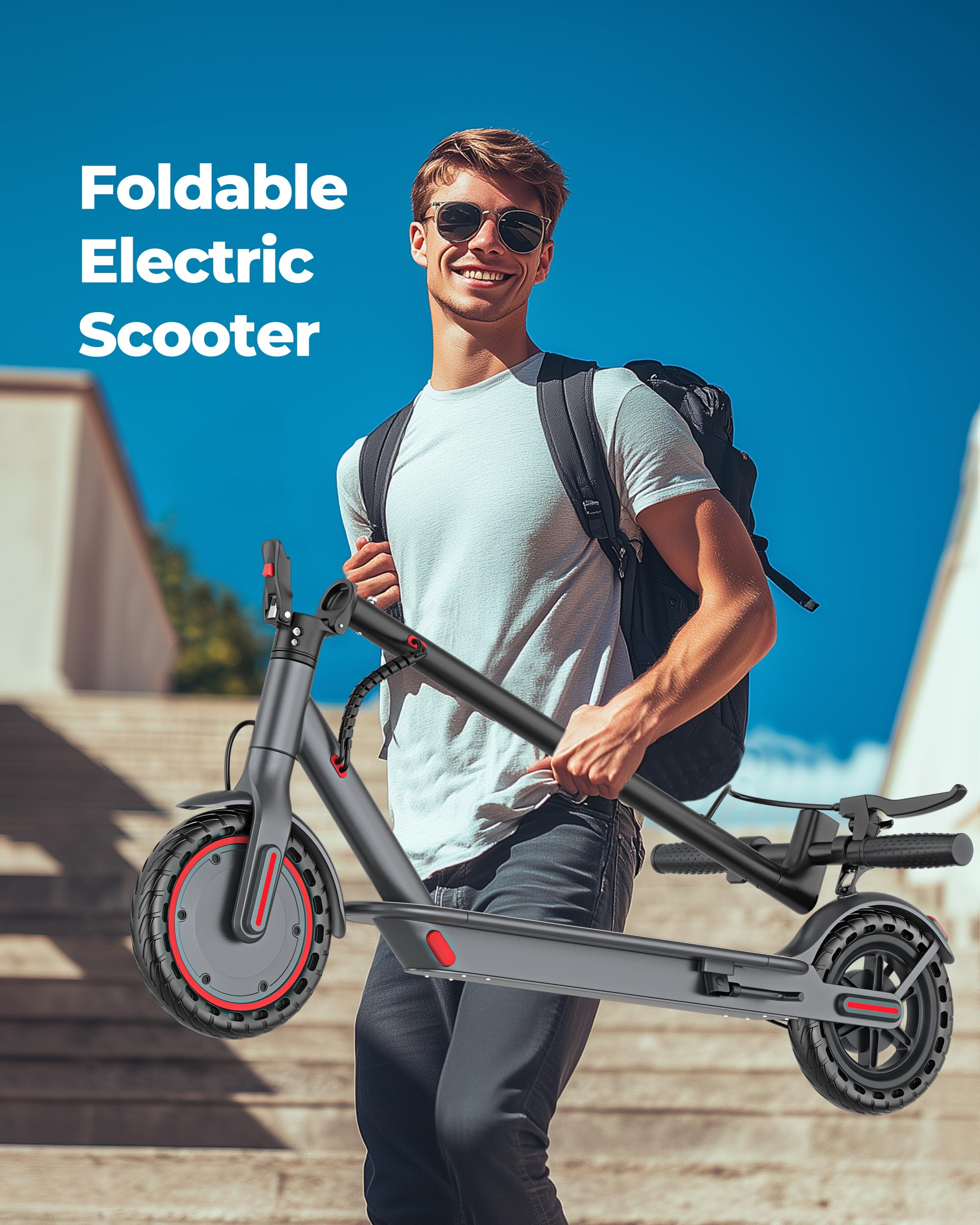 Electric Scooter, Electric Scooter Adult 350W with 25-35KM Range, Max Speed 25KM/H, 8.5" Solid Tire, Double Braking System for Adults and Teens