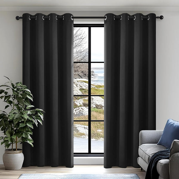 Deconovo Blackout Curtains Eyelet Super Soft Thermal Insulated Ring Top Blackout Curtains for Nursery 46 x 54 Drop Inch Dark Grey 2 Panels