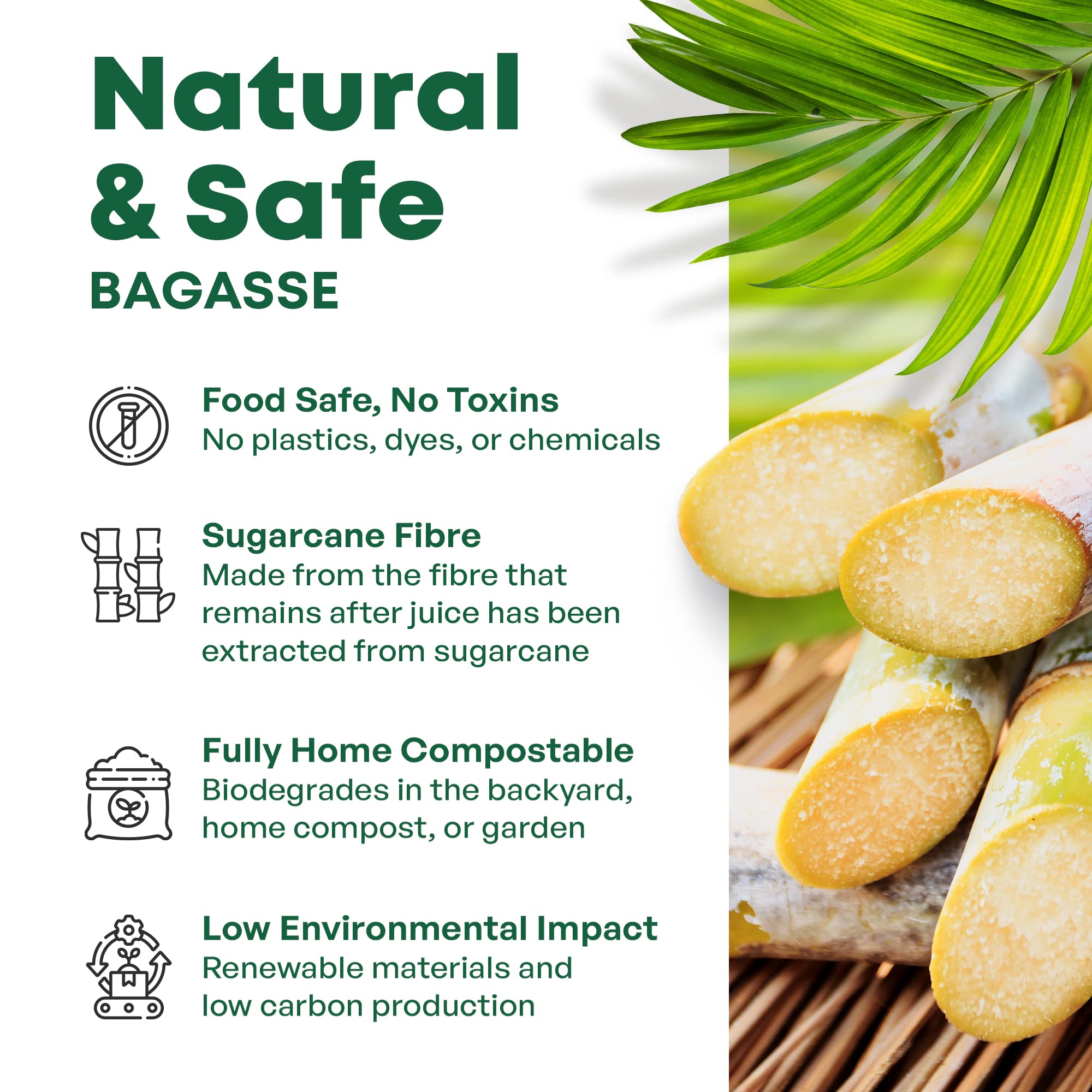 DISPOSABLE GREEN  Bagasse Clamshell Food Containers, Disposable Food Containers, Takeaway Boxes for Hot, Cold, Wet, & Oily Food, Unbleached Meal Prep