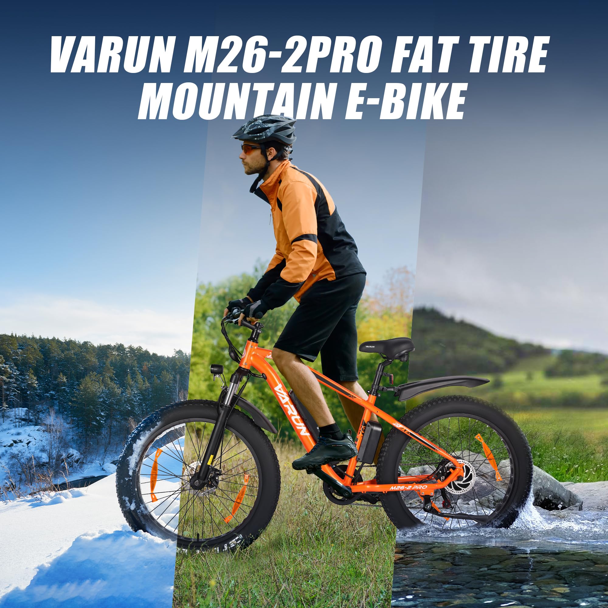 VARUN Electric Bike, 26 inch 4.0 Fat Tire Electric Mountain Bike with 48V18Ah/13Ah Battery, 250W Motor, Large LCD Meter, Aluminium E-fatbike for Adults, Range 100-150KM
