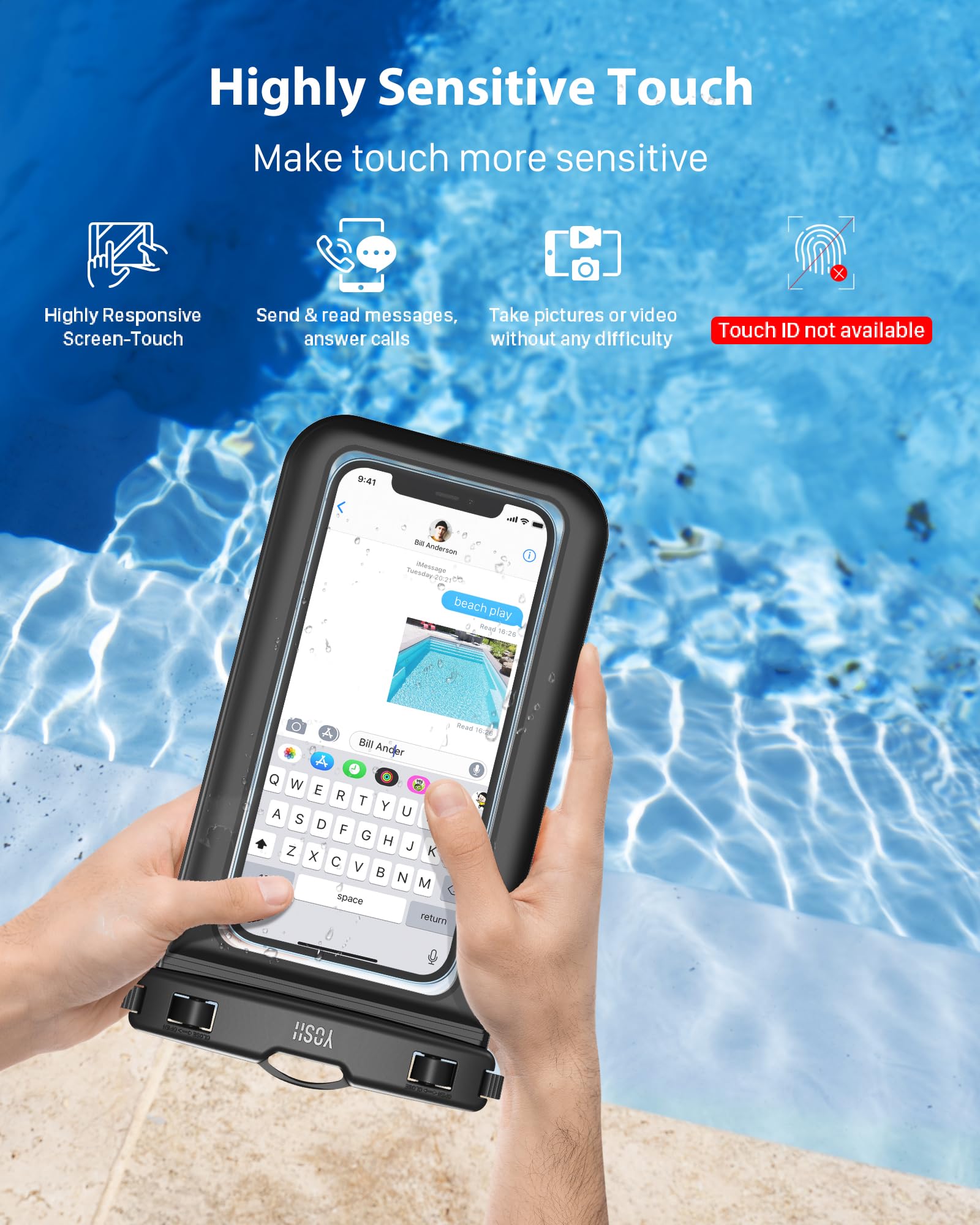 YOSH Waterproof Phone Pouch 2 Pack, 7 inch IPX8 Waterproof Phone Case for Swimming Travel Beach Trip Snorkelling Kayaking, Underwater iPhone Case for iPhone 16 15 14 Pro Max, Samsung S25 S24 Ultra