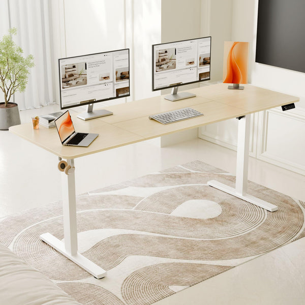 ERGOMAKER Electric Height Adjustable Standing Desk 80x60cm (31.5"x23.6"), Sit Stand Desk with Splicing Top for Home Office (Black Frame + Black Desktop)