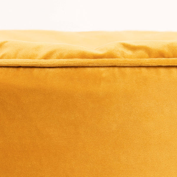 icon Milano Velvet Bean Bag Pouffe, Ochre Yellow, Large Pouffe Footstool with Filling Included, Footrest, Bedroom, Living Room, Living Room Furniture