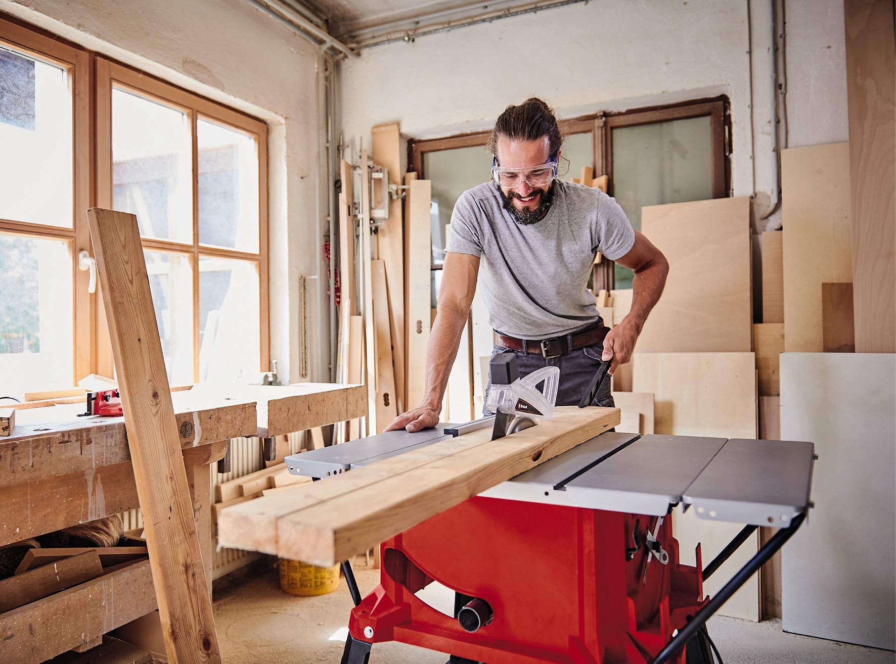 Einhell 4340490 Bench-type Circular Saw TC-TS 2025/2 U (Maximum 2000 W, Saw Blade with Height/Angle Adjustment Facility, Parallel Stop, Angle Stop +/- 60°), 113.5 cm*89.6 cm*87.0 cm