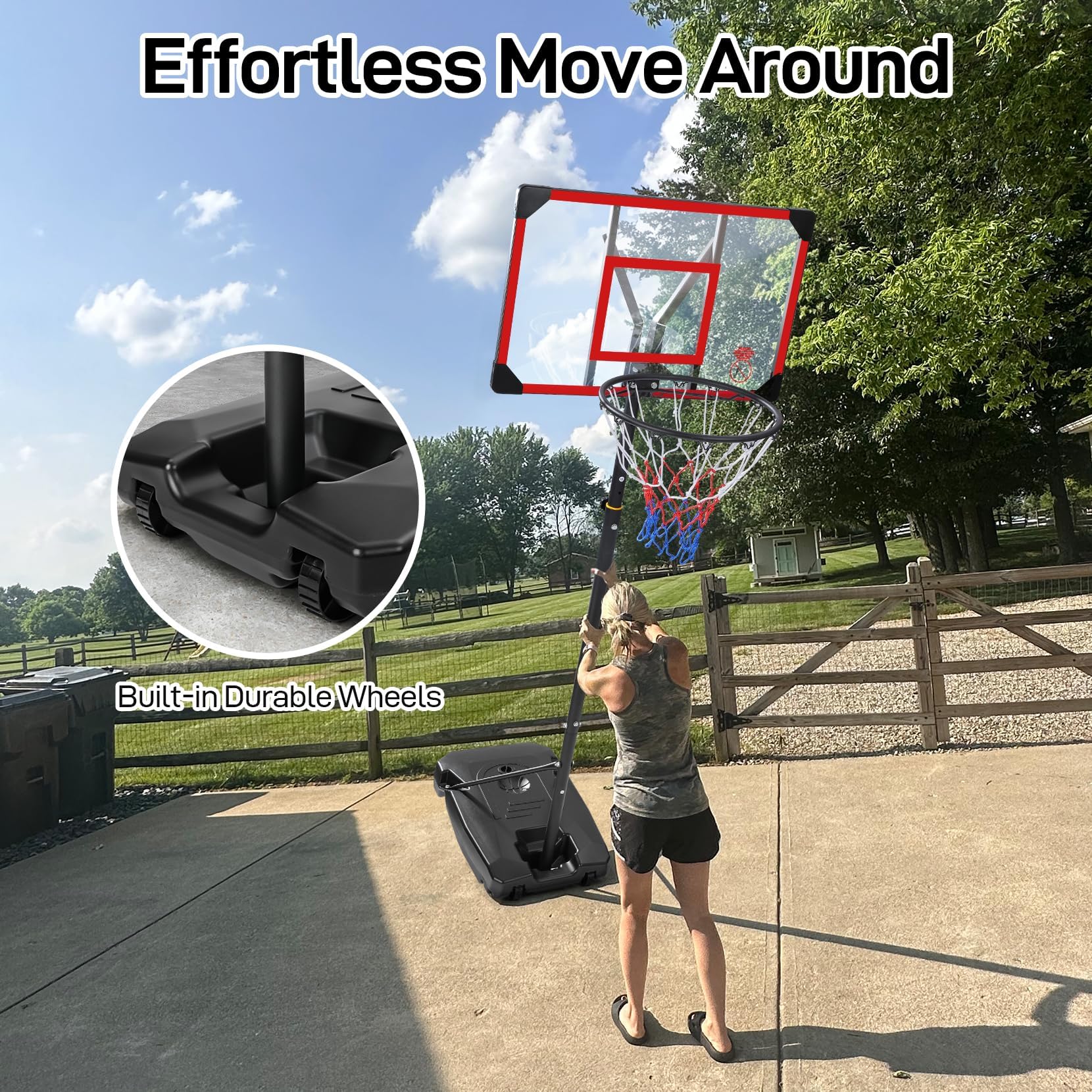 Basketball Hoop for Kids Yohood Basketball Hoop Outdoor 147-260cm Height Adjustable Portable Enlarged Base for Kids Teenagers Youth Adults Backyard Driveway Indoor