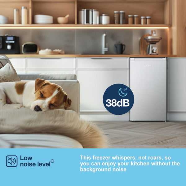 Fridgemaster MUR4545 Small Table Top 45cm Mini Fridge - 45 L - Mechanical Control with Adjustable Thermostat - Reversible Door - 39 dB Low noise - Broad Climate Design - White - E Rated