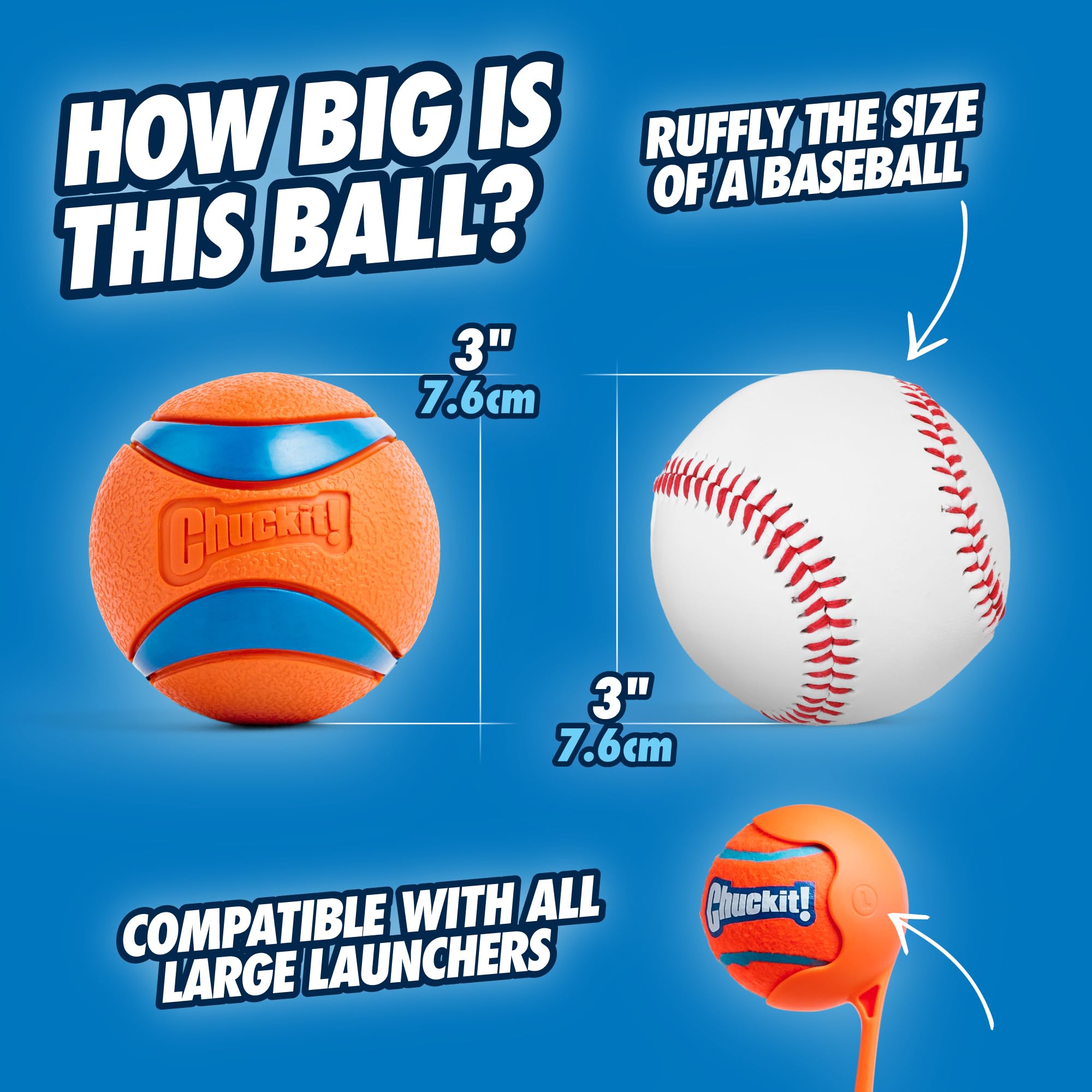 ChuckIt! Ultra Ball Dog Toy, Durable High Bounce Floating Rubber Dog Ball, Launcher Compatible Toy For Dogs, 2 Pack, Medium