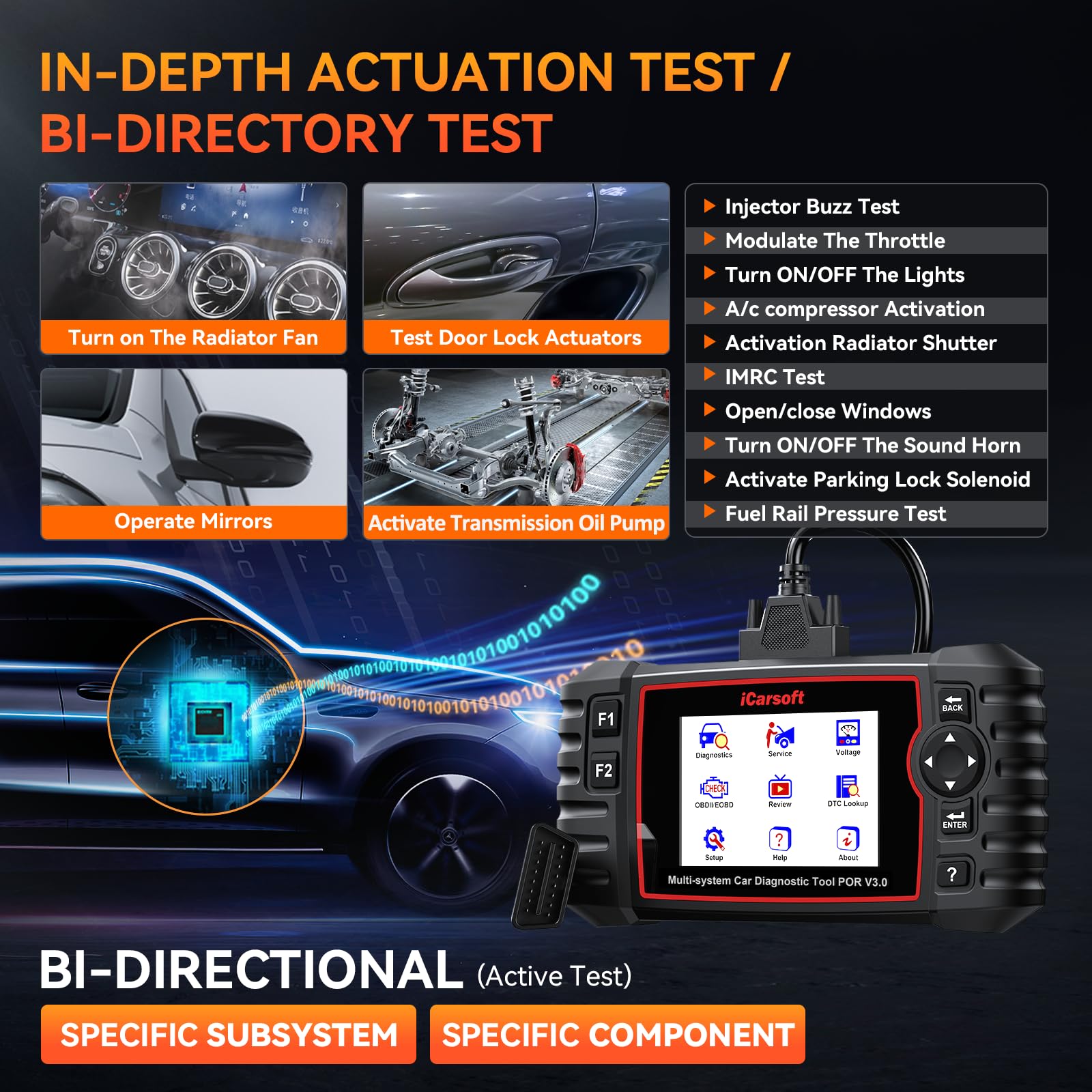 iCarsoft POR V3.0 Scanner for Porsche, 27 Reset Services OBD2 Scanner Code Reader, OIL/BLD/EPB/SAS/BMS/ETC/INJ/DP-F/TPMS Reset, 4-in-1 Graph Data, Bi-Directional Test, Lifetime Free Update