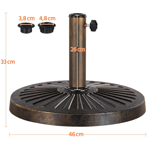 Yaheetech 10kg Patio Umbrella Stand Parasol Base Weight Heavy Duty Garden Parasol Stand Holder Round Iron Umbrella Base Stand Bronze