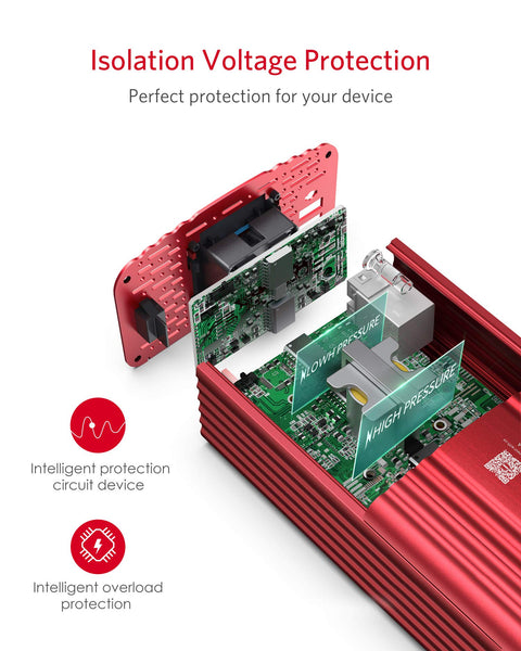 BESTEK 300W Pure Sine Wave Power Inverter 12V to 240V 230V with 4.8A Dual Smart USB Ports Car Adapter Charge Your Laptop iPad iPhone Tablet Consoles & More