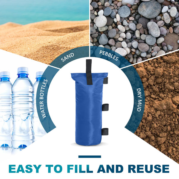 MASTERCANOPY Set of 4 Gazebo Sand Weights SandBags with Pothook for Pop Up Portable Folding Canopy, (Small, Black, Up to 31KG IN TOTAL)