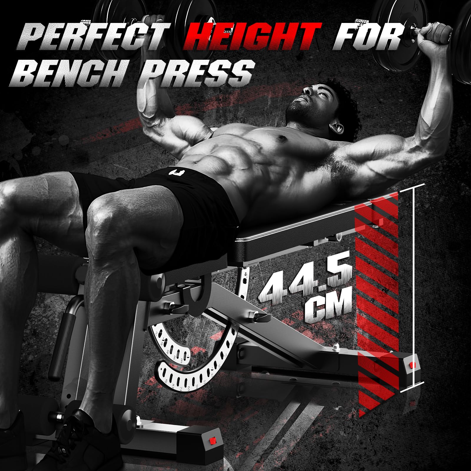 naspaluro Weight Bench Adjustable, Full Body Exercise Folding Fitness Workout Bench with 7 Positions, Exercise Bench for Weight Lifting & Sit Up Abdominal Supine Board Flat Home Gym