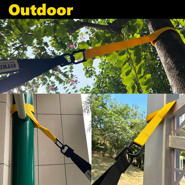 FITKIT Bodyweight Fitness Training Kit, Home Resistance Trainer Straps for Total Body Workouts (Yellow)