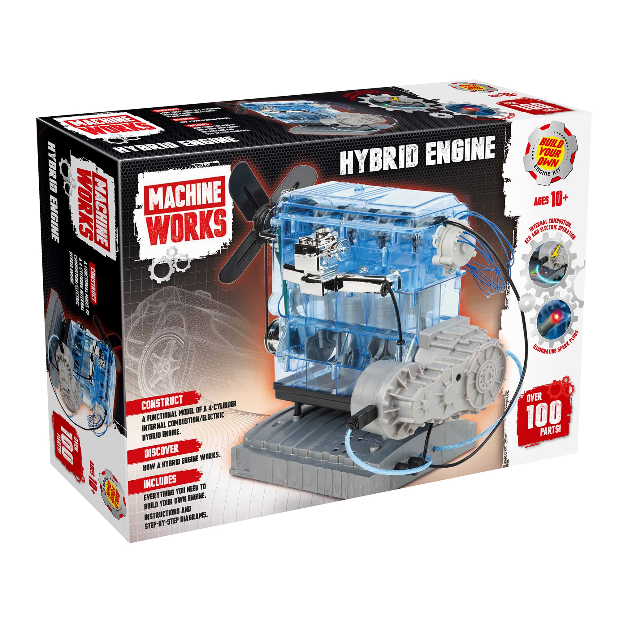Machine Works Build Your Own Porsche 911 Boxer Engine Toy - Replica Model Building Kit - Features Sounds and Illumination, 280+ Pieces, 10+ Years