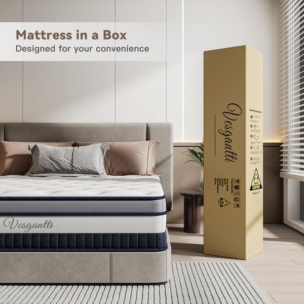 Vesgantti 3FT Single Mattress, 11 Inch Pocket Sprung Mattress Single with Breathable Foam and Individually Pocket Spring - Medium, Luxury Box Top Collection