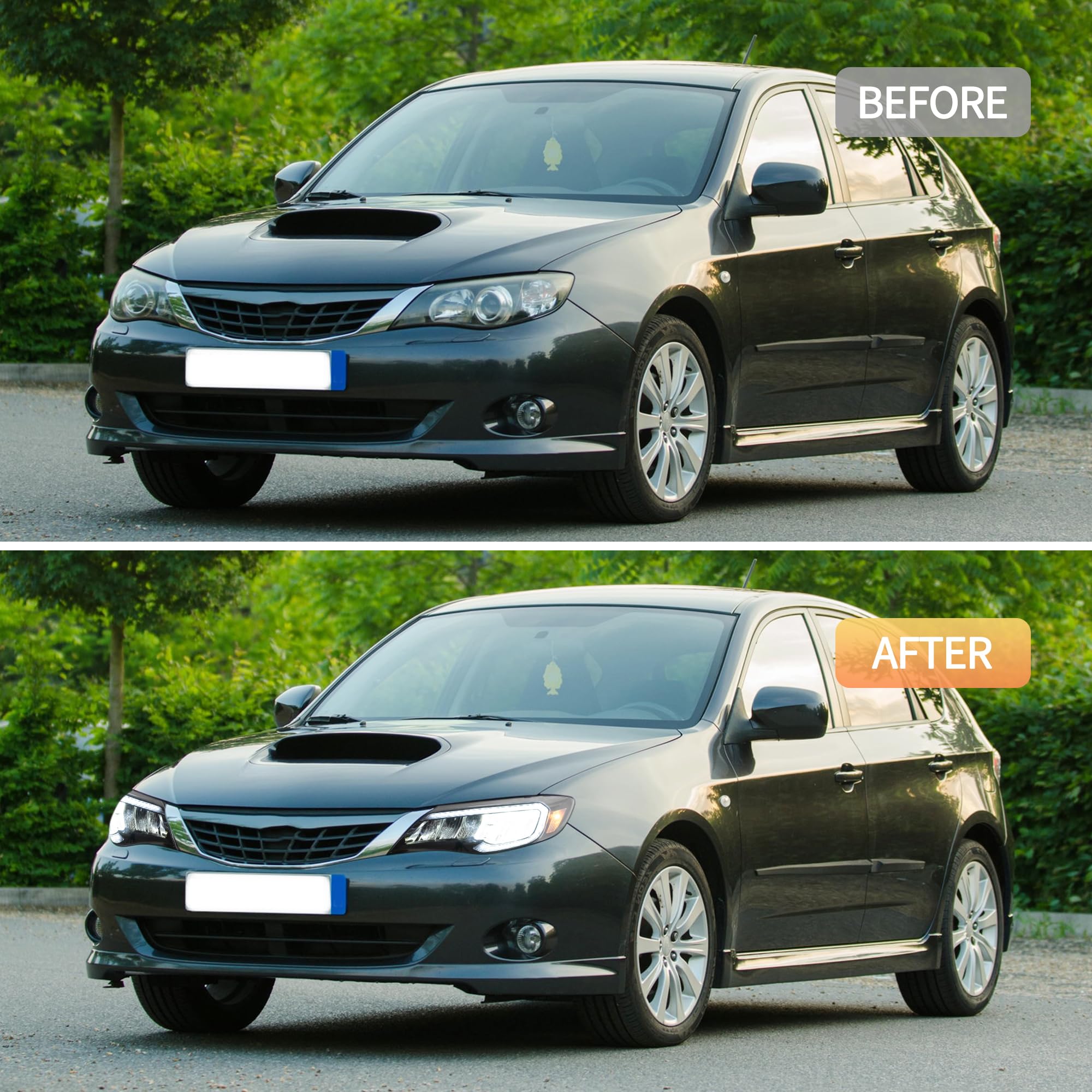 VLAND Motor LED Headlights compatible with Subaru Impreza WRX Halogen Model 2008-2014 [Not for xenon], w/Startup dynamic display, Passenger & Driver Sides for RHD