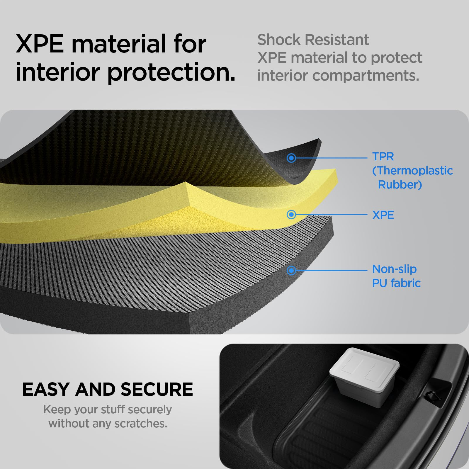 Spigen Tesla Model Y (~2024) Front Trunk Mat Cargo Liner, All Weather Floor Mats, Boot Liner, Waterproof, Easy To Clean Material, Designed for Model Y Accessories - Carbon Edition