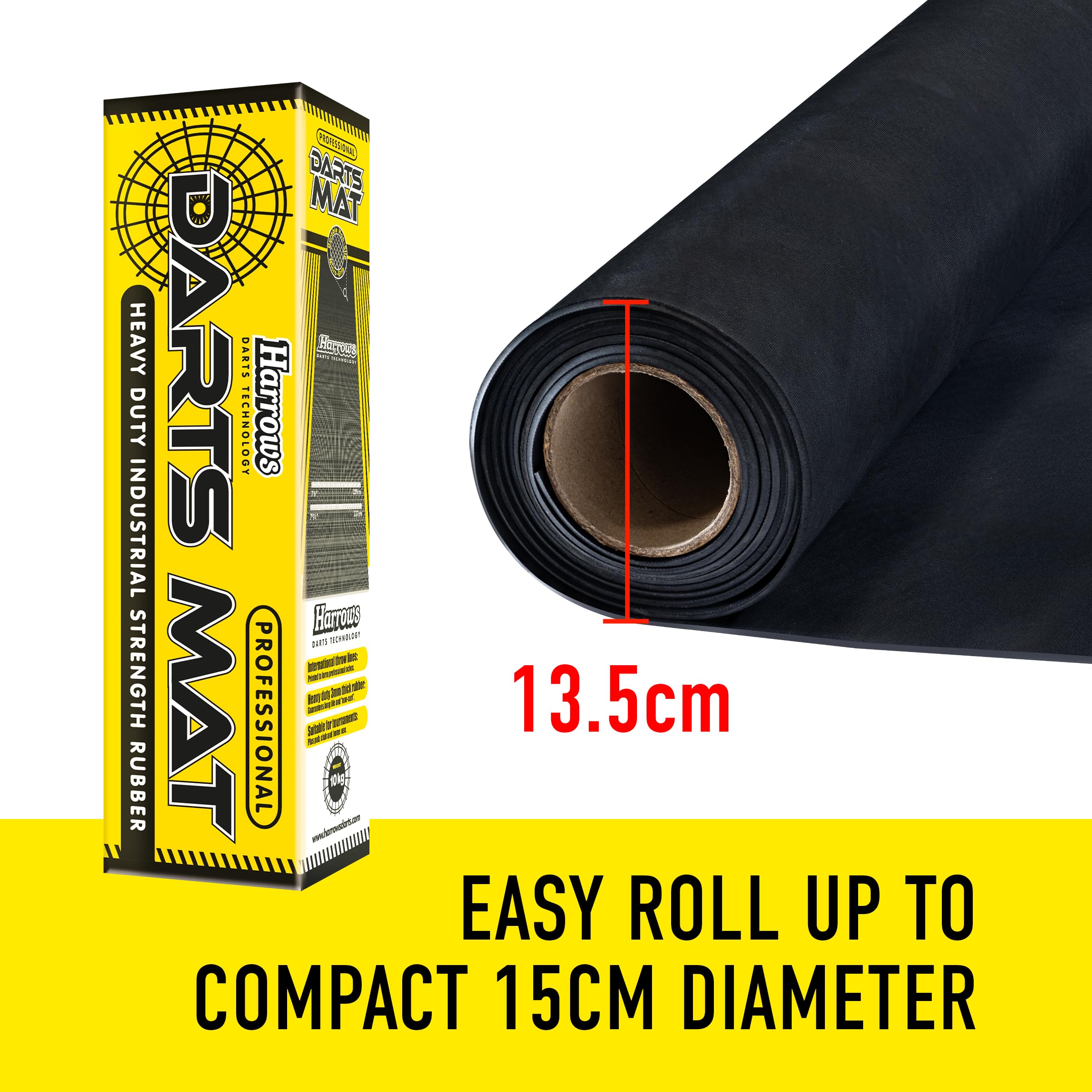 Harrows Darts Mat with Darts Oche, Floor Mat Protection, Non Slip Mat, Professional Darts Mat Rubber, Darts Accessories