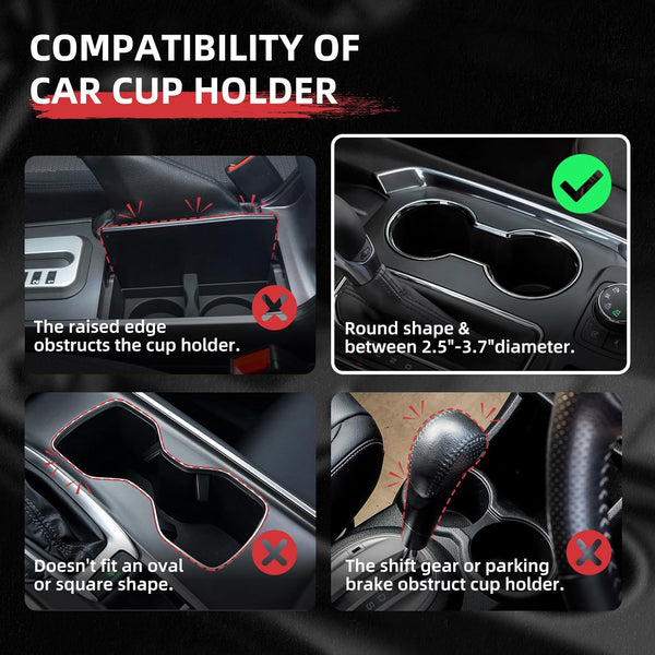 DYLEN Cup Holder Expander for Cars, Car Cup Holder Expander Adapter with Adjustable Base, Fits Large Drink Bottles 0.5-1.4 L (7.0-10.5 CM)