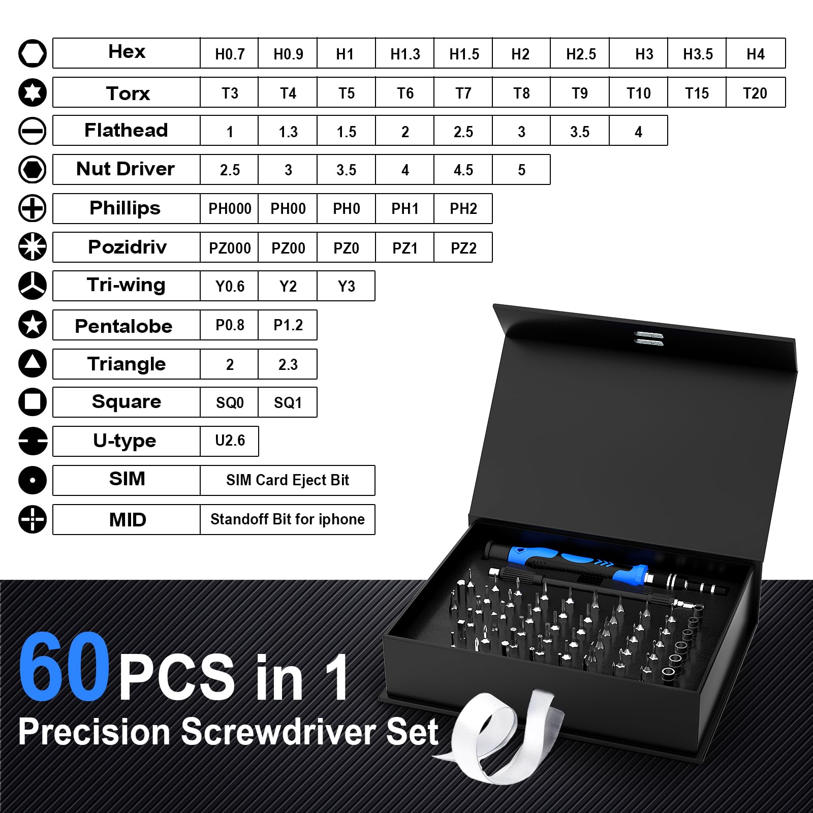 WEARXI Birthday Gifts for Men 60 in 1 Precision Screwdriver Set, Father s Day Gifts from Daughter/Son, Mens Gifts for Dad, Presents Tools Gadgets for Men, Anniversary for Him