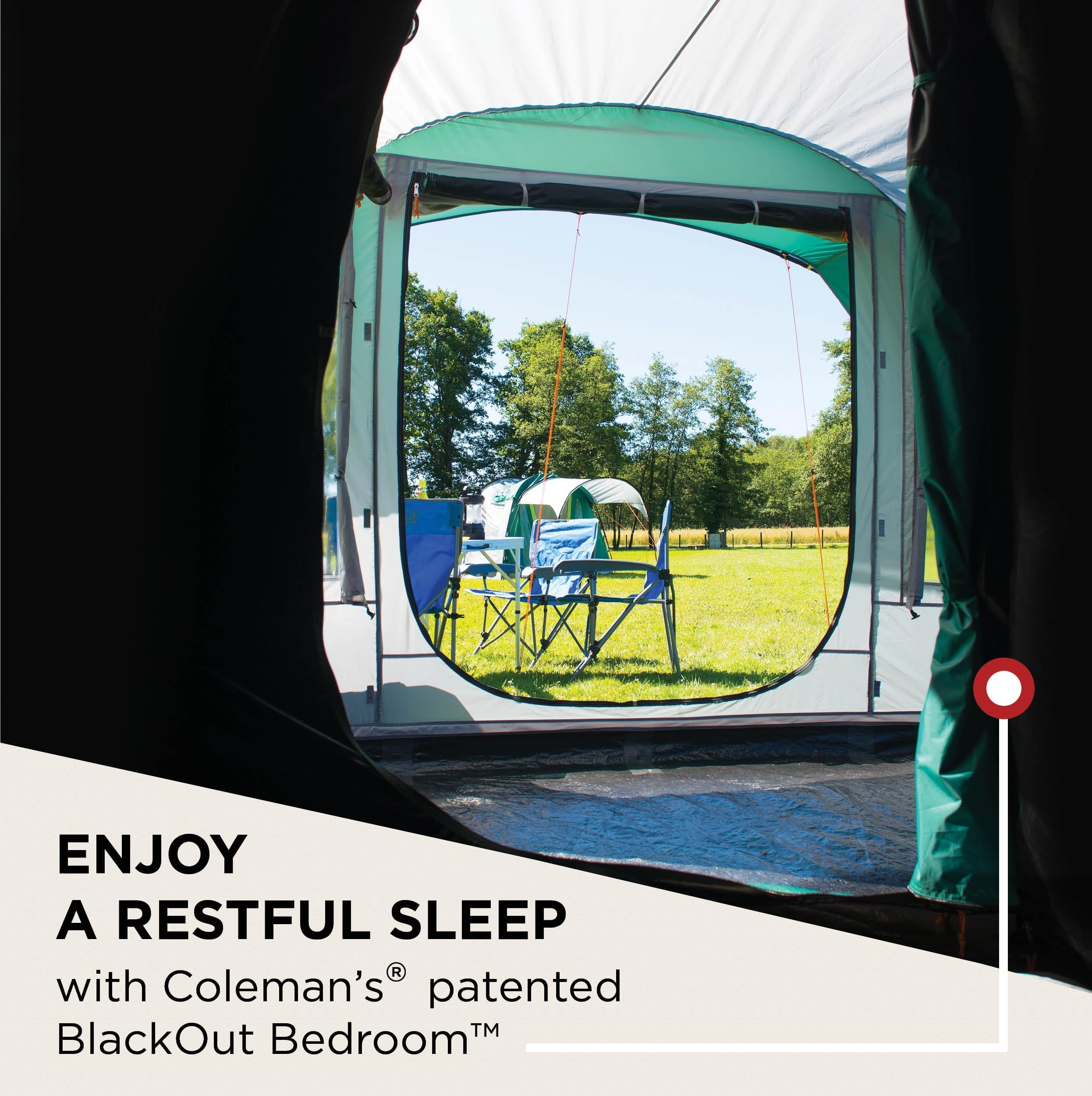 Coleman Oak Canyon 4 BlackOut Tent | 4 Man Family Tunnel Tent with 2 Special Darkened Bedrooms and Living area | 4 Person Camping Tent | 4500mm Waterproof | Sewn-in Groundsheet