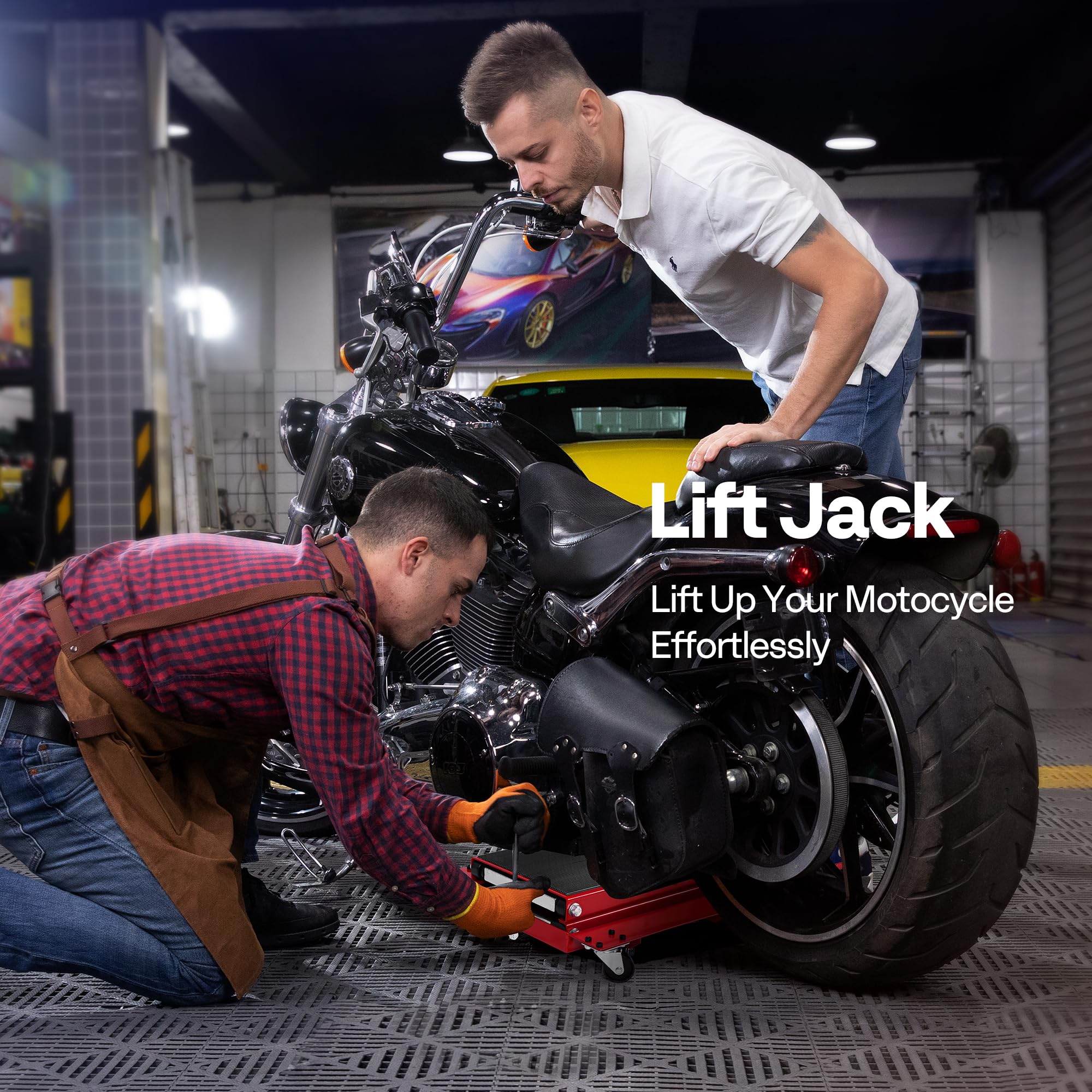 VIVOHOME Motorcycle Scissor Lift Jack Height Adjustable Heavy Duty Steel with Anti Slip Wide Deck Hoist Crank Center Stand 500KG Capacity for Motorcycles, ATVs, Dirt Bikes