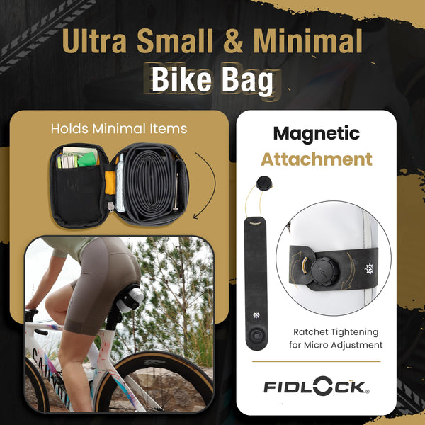 Lumiere & Co. Falcon Magnetic Bike Saddle Bag – 0.69L | 6" x 3.5" x 2" | Sleek Minimalist Brick Design, Fast Magnetic Buckle Attachment | Road Cycling–Specific Bike Seat Bag (Black, Large)