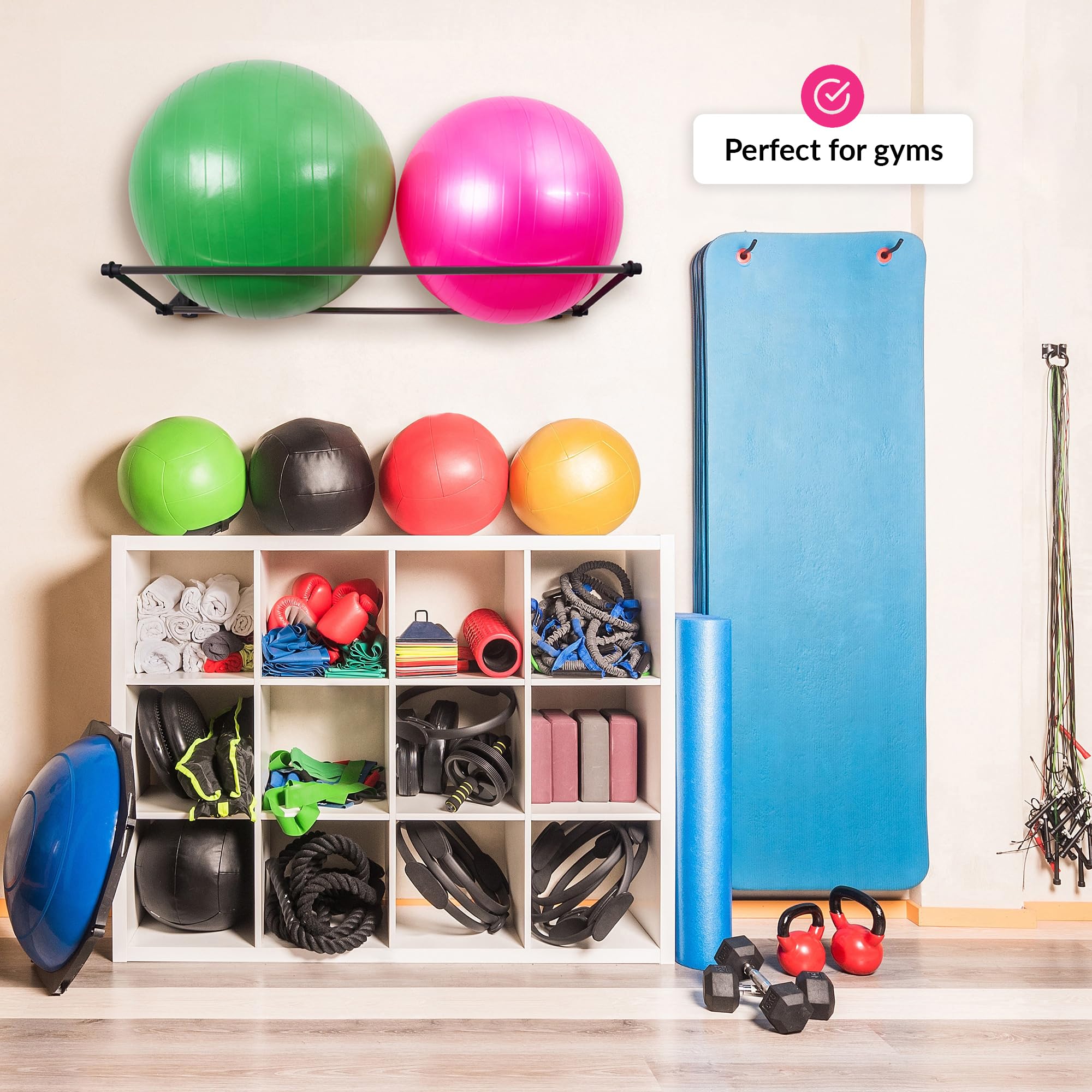 Exercise Ball Holder | Organise Your Space | Wall Mounted Ball Rack | Yoga Ball Holder | Exercise Ball Wall Mount | Fitness Ball Rack | Stability Ball