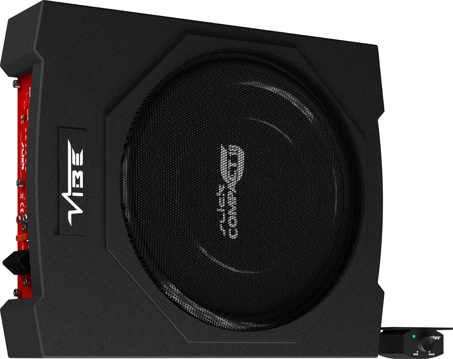 VIBE Slick C10A 10inch Car Underseat Compact Slim Active Amplified Subwoofer Sub Bass Box Enclosure