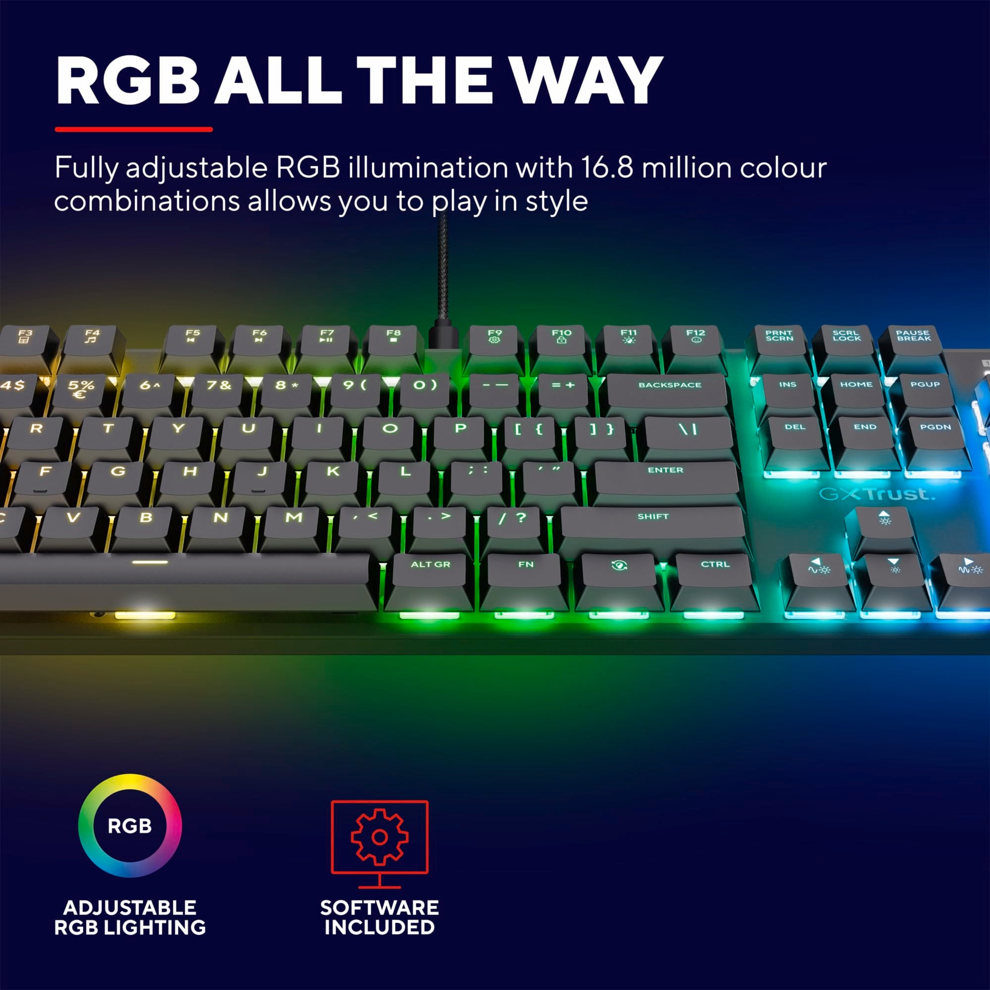 GXTrust 872 Xyra TKL Mechanical Keyboard Gasket Mount UK Layout, Hot Swappable Wired Gaming Creamy Keyboard 80%, RGB Backlit with Software, Custom Soft Feel Pre-lubed 5-pin Leobog Linear 60M Switches