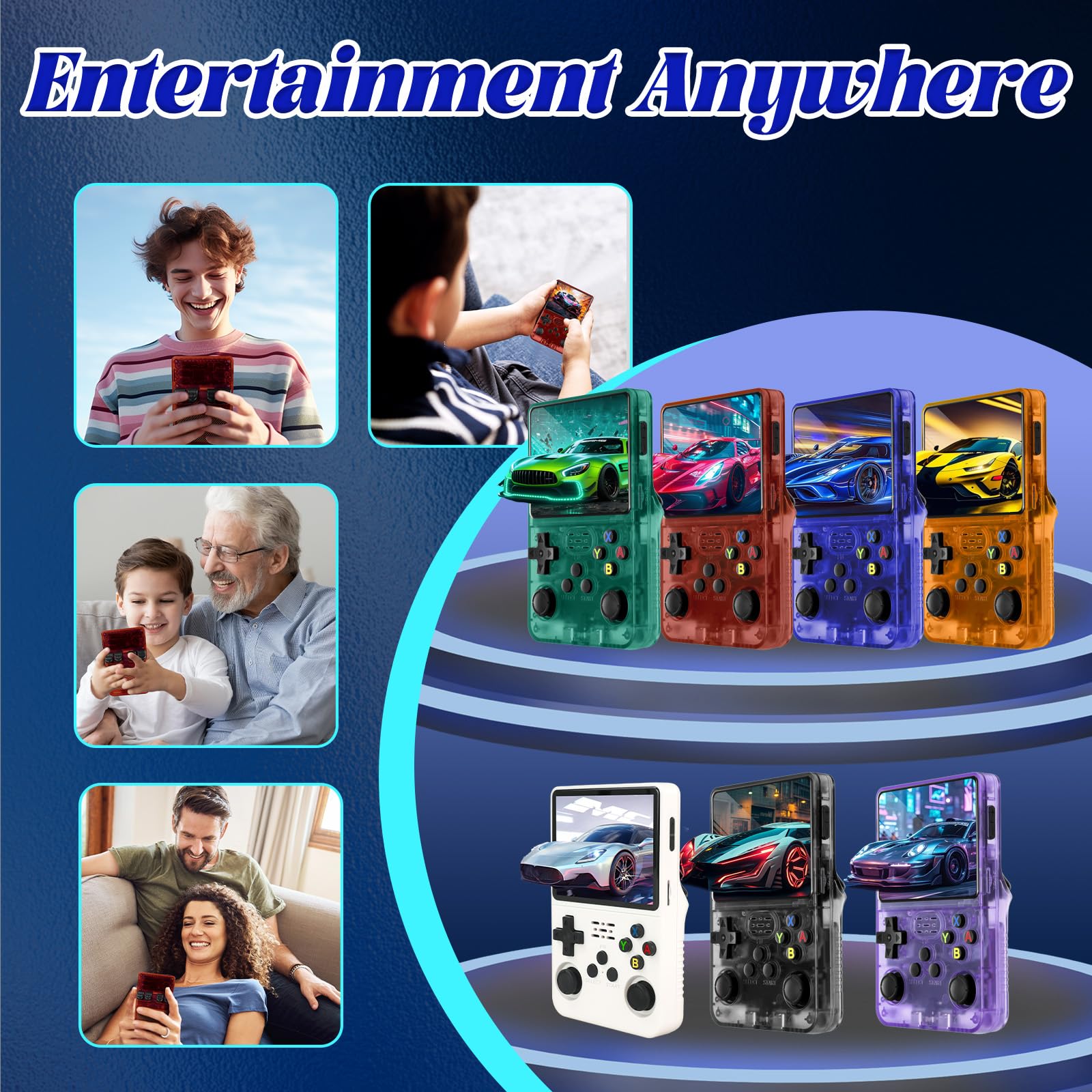 Blidinner R36S Retro Handheld Games Console -With Open Source Linux System,3000mAh Battery,3.5 Inch HD Screen,64G TF Card,20,000+ Classic Games,Portable Mini Game Console for Teens and Adults-Black