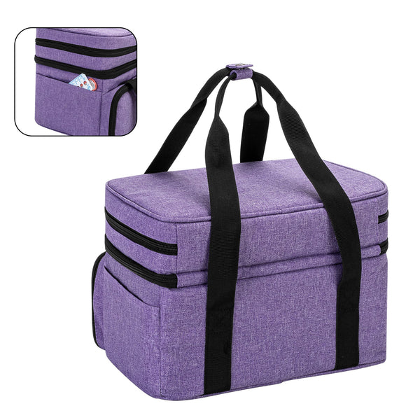 BAFASO Double Layer Sewing Accessories Organiser with 2 Detachable Pouches, Large Sewing Storage Bag for Sewing Tools, Purple