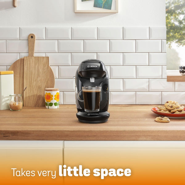 Tassimo by Bosch HAPPY Friendly Pod Coffee Machine with descaling bundle (x4 tablets included) TAS102EAGB, Black