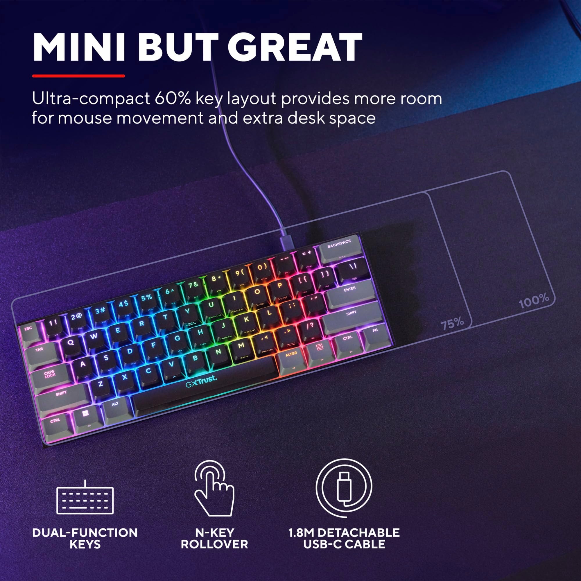 GXTrust 872 Xyra TKL Mechanical Keyboard Gasket Mount UK Layout, Hot Swappable Wired Gaming Creamy Keyboard 80%, RGB Backlit with Software, Custom Soft Feel Pre-lubed 5-pin Leobog Linear 60M Switches