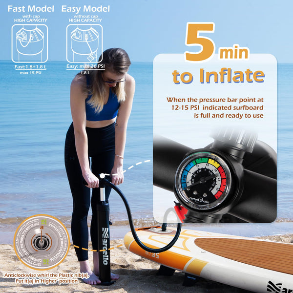 Baudelio Paddle Board, Inflatable Stand UP Paddle Board, 11’x 34”x 6” Paddle Board with Backpack, Hand Pump, Storage Bag, Phone Case, Ultra-Light Paddle Board for Adults