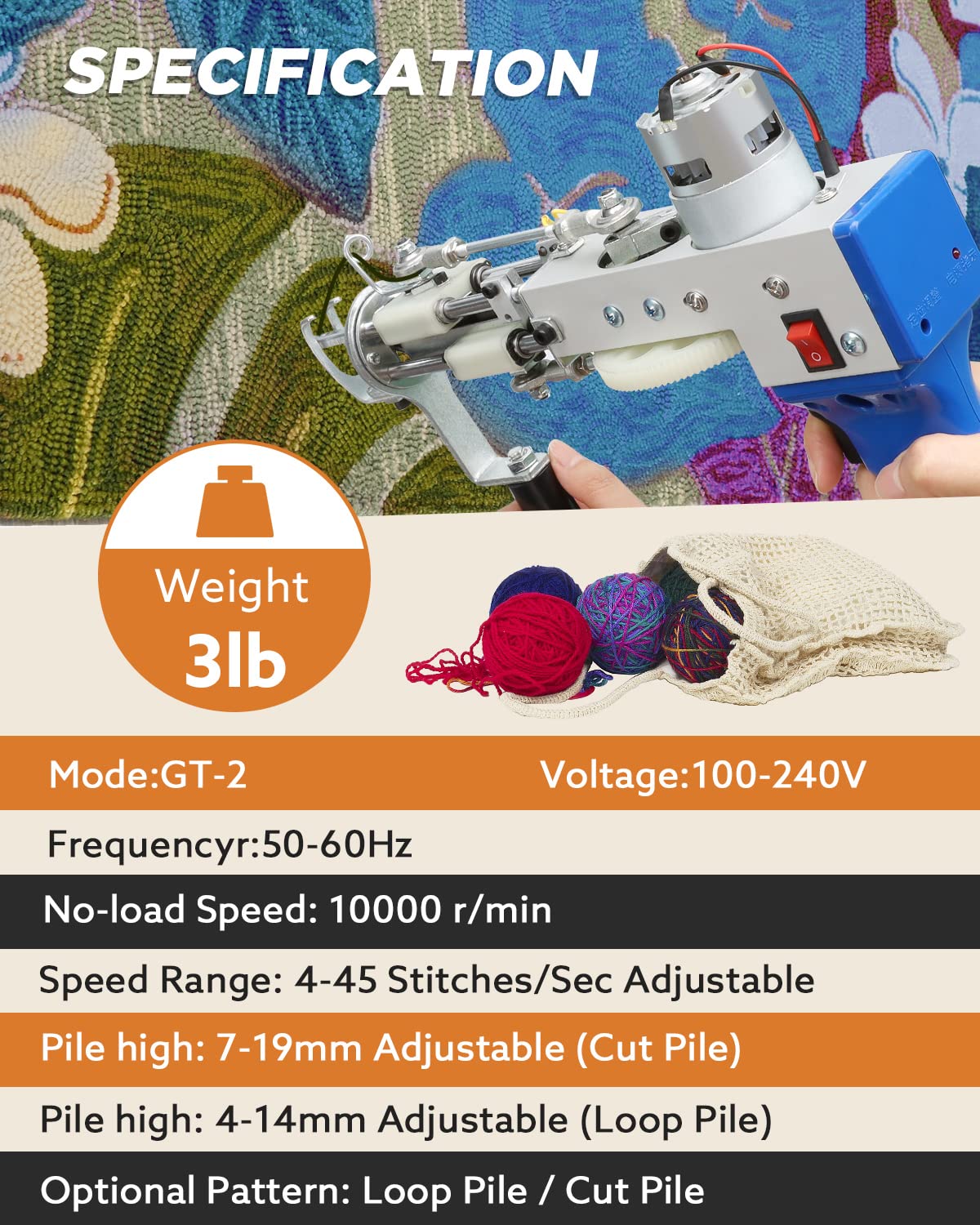 BESGEER Rug Tufting Gun Starter Kit with Carpet Trimmer - 2 in 1 Cut & Loop Pile Tuft Gun - Easy-to-Use Rug Making Kit for Adults - Carpet Maker Machine for Beginner