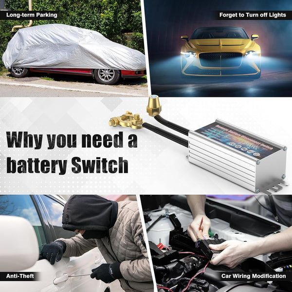 IMAYCC Wireless Kill Switch for Car, Remote Battery Disconnect Switch 12V 120A,Battery Cut off Switch 12v,Car Battery Isolator Switch Anti Theft, Automatic Cut/Shut Off Switch for RV, ATV,Truck, Boat.