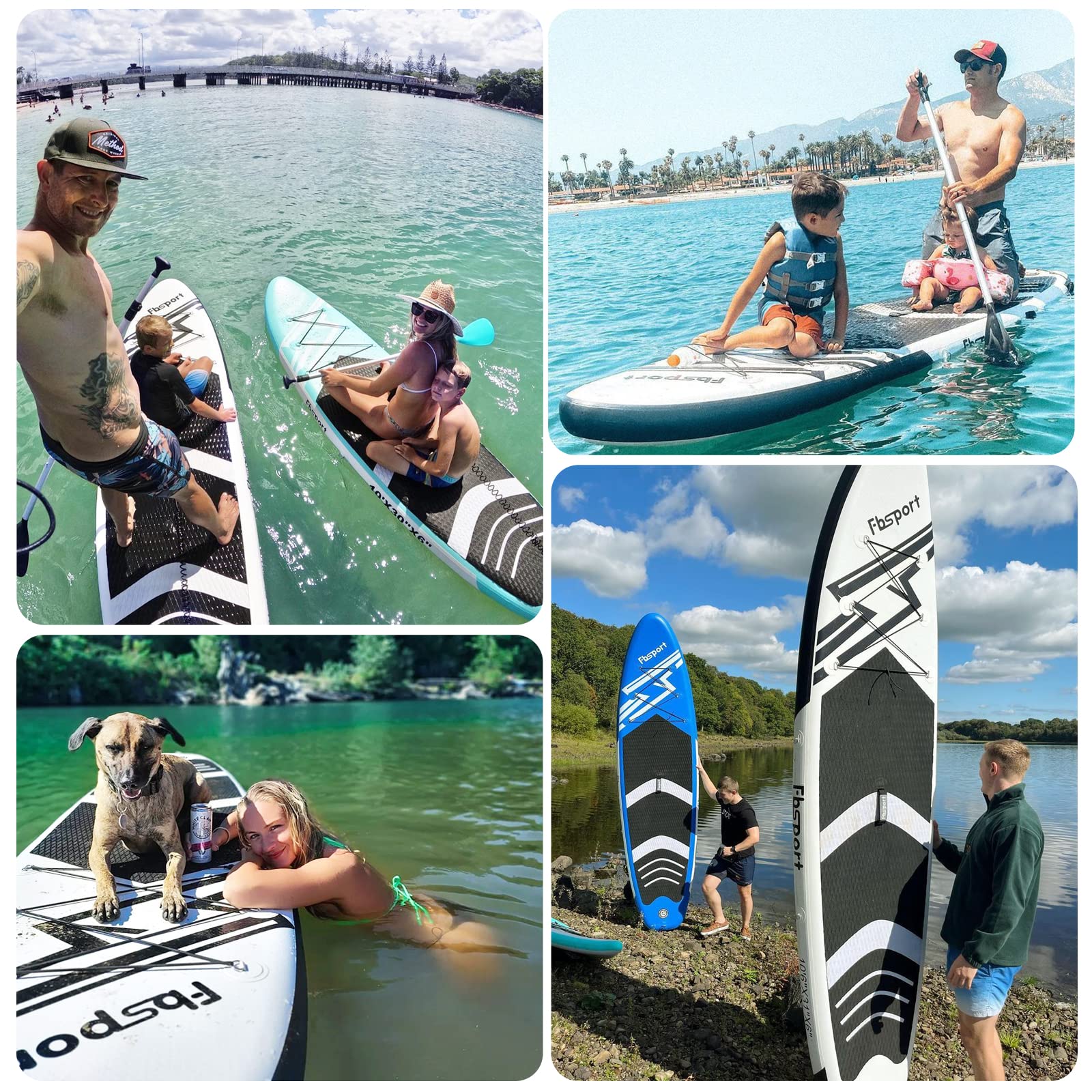 FBSPORT Inflatable Stand Up Paddle Boards,SUP Board,6" Thick Stand Up Paddle Boarding,Paddling Board for Youth & Adult,Surfboard,SUP with Adjustable Paddle/Backpack/Pump/Removable Fin
